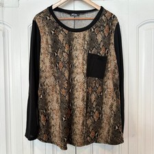 Story Teller Snakeskin Print Sole Patch Elbow Long Sleeve Top Size 1X