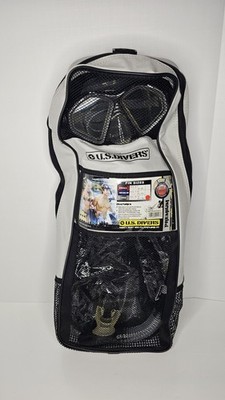 U.S. Divers ProFlex Snorkel Set Mask Dry Snorkel Fins Mesh Bag Size Large