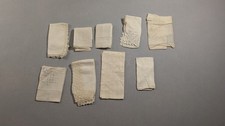 9 Vtg Unused Linen Handkerchiefs Ivory Embroidered Various Sizes Grandma Core