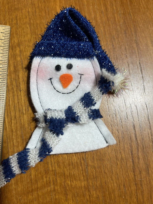 handmade spoon cover snowman with scarf