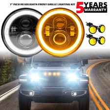 For Freightliner Century Class 122SD Coronado 7inch Round LED Headlights Pair