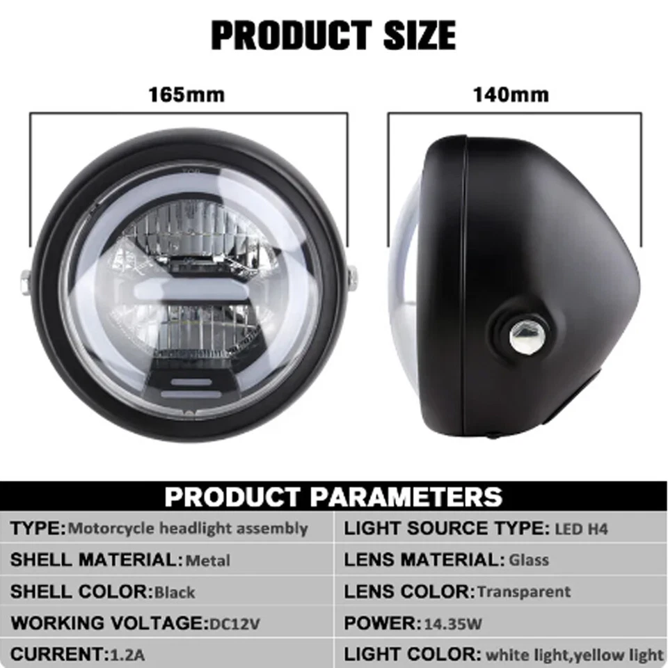 Faro proyector LED de 6,8 pulgadas para motocicleta faro redondo universal Foto 2 de 4