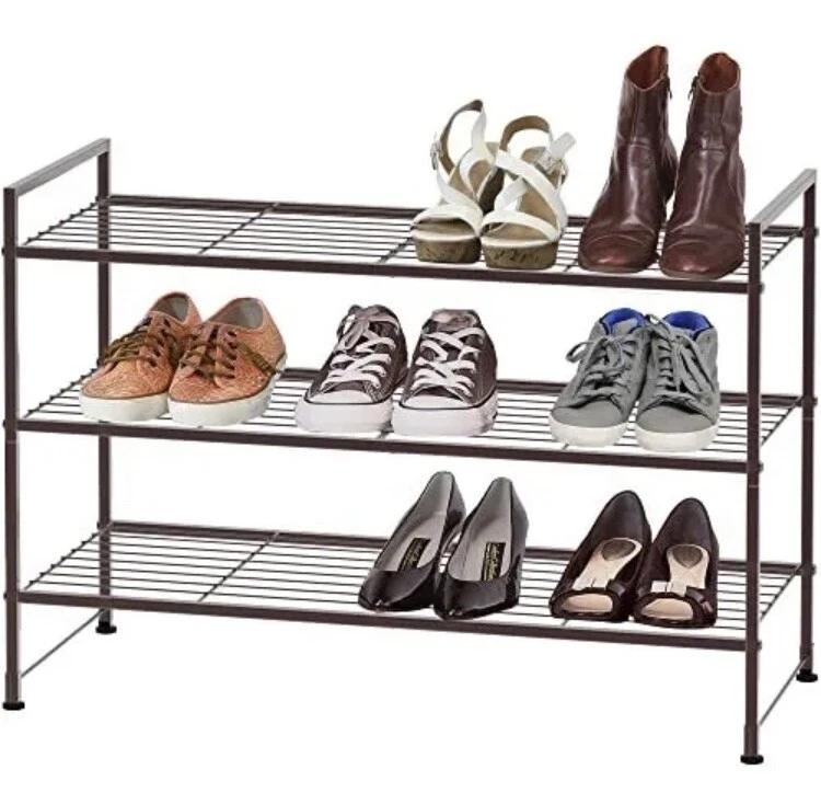 SimpleHouseware 3-Tier Stackable Shoes Rack Storage Shelf, White