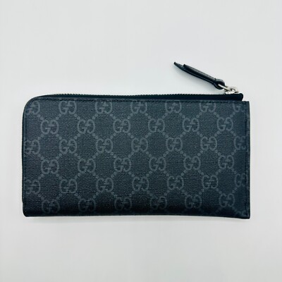 New Gucci Unisex Black Supreme GG Zip Wallet with Snake New Gucci Unisex Black Supreme GG Zip Wallet with Snake