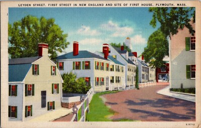KAPPYS ANTIQUE POST CARDS LEYDEN ST 1ST ST IN AMERICA PLYMOUTH MASS   (NEW130)
