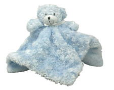 BLANKETS  BEYOND Blue Bear Lovey Plush Rosette Swirly Soft Thick Security
