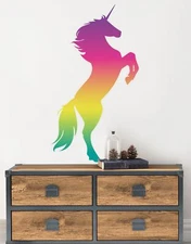 Rainbow Unicorn Wall Decal Sticker. Girl’s bedroom decor. Fantasy Silhouette Des