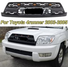 Front Grille For 2003-2005 Toyota 4Runner Grill Matte Black W/3 Lights & Letters