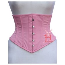 Pink Cotton Corset Top Steel Boned Body Waist Trainer Body Shaper