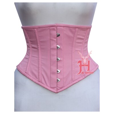 Pink Cotton Corset Top Steel Boned Body Waist Trainer Body Shaper