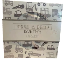Jonah & Belle Road Trip! Infant Car Seat Canopy-Gray/White Cars & Trucks