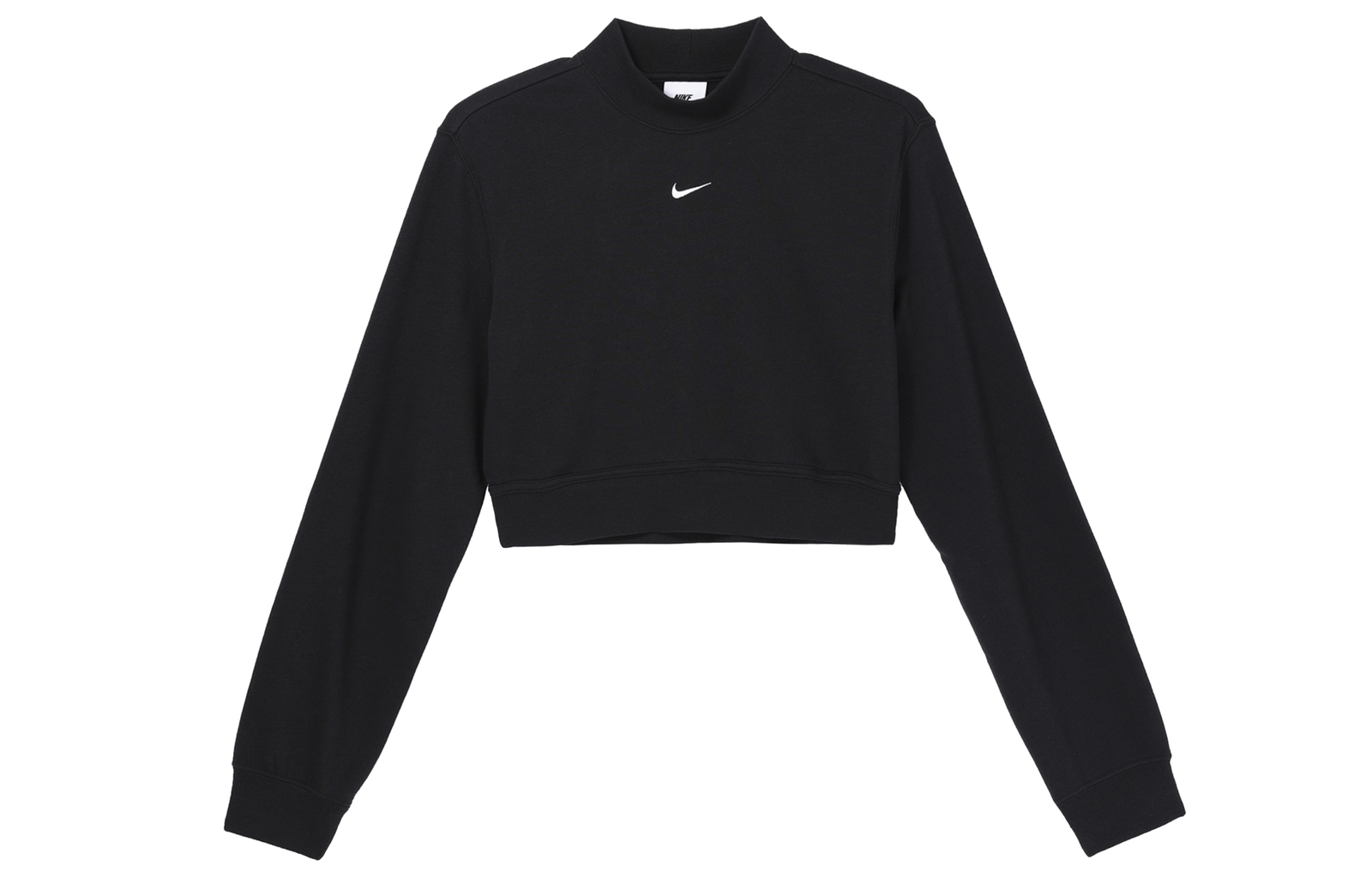 Однотонный укороченный топ с имитацией шеи и длинными рукавами с логотипом Nike