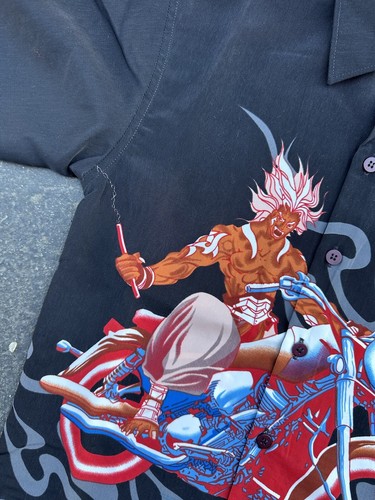 Vintage Moon Brand 90s Y2K Youth Size 8 Button Up Shirt Goku Biker Graphic - Picture 6 of 17