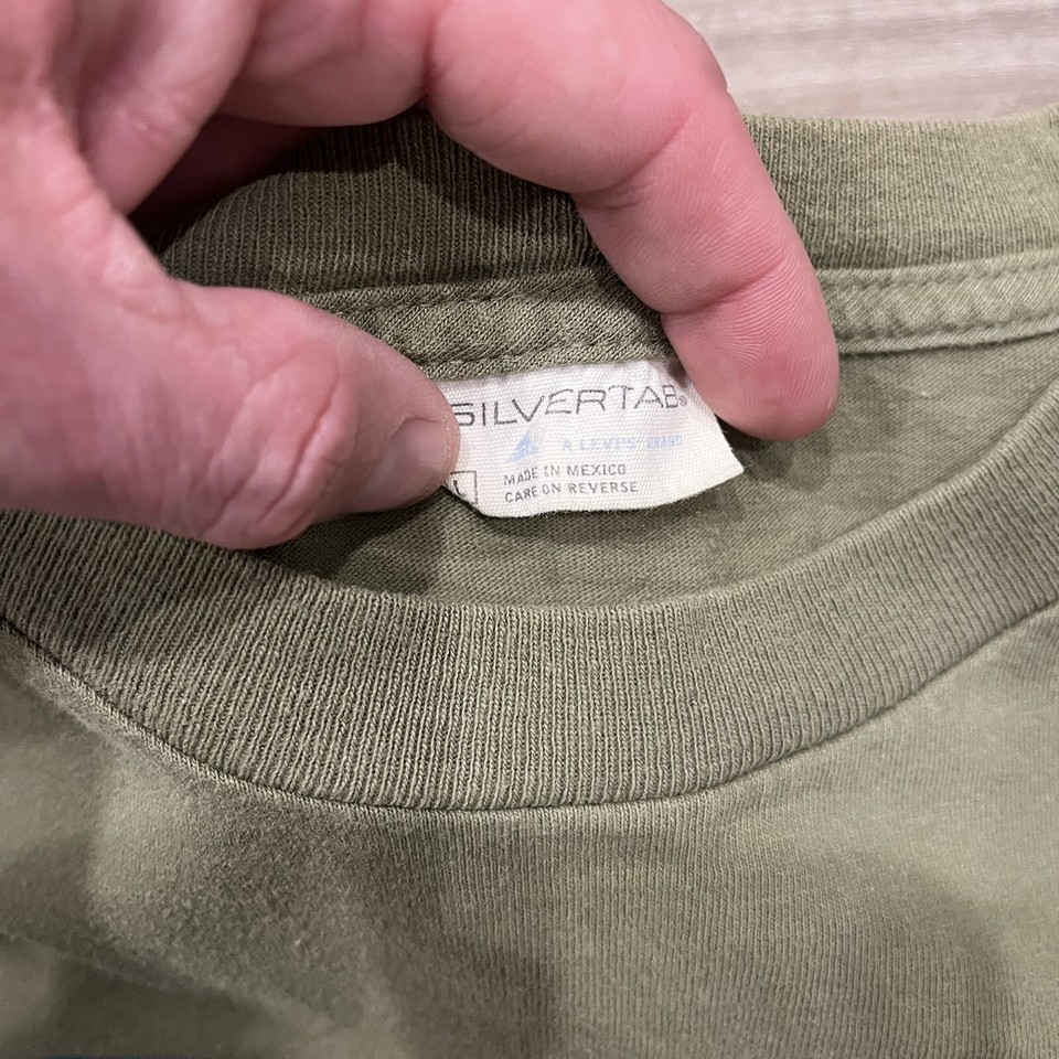 Vintage 90s LEVI’S Brand SilverTab Jeans S Logo Spell Out Shirt RARE