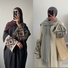 Women Muslim Open Long Dress Abaya Dubai Kimono Modest Robe Ramadan Gown Prom