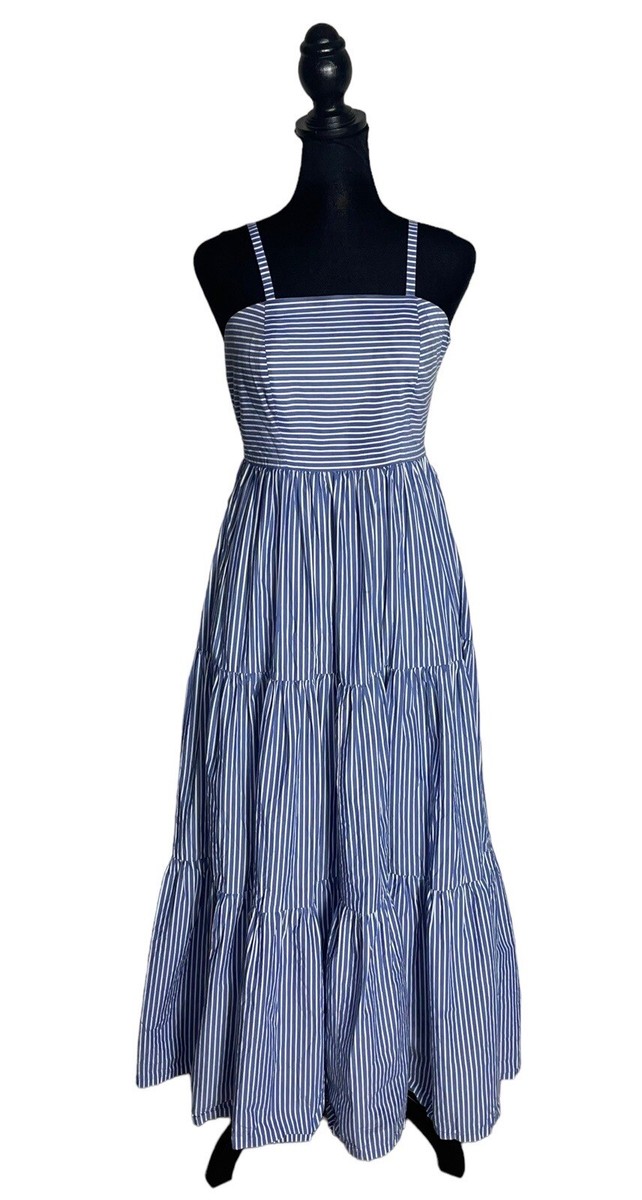 fitted lace wedding dress Silvia Tcherassi Leni Blue Stripes Sleeveless Twist Maxi Dress main image 0
