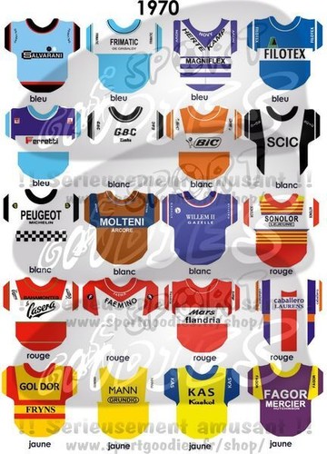 Maillots autocollants pour cyclistes miniatures peloton complet 1960-1999 - Photo 3/111