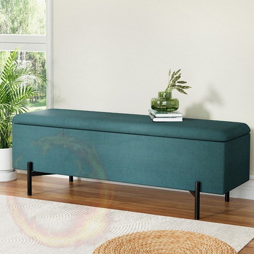 Artiss Storage Ottoman Blanket Box 140cm Velvet Green - Picture 7 of 7