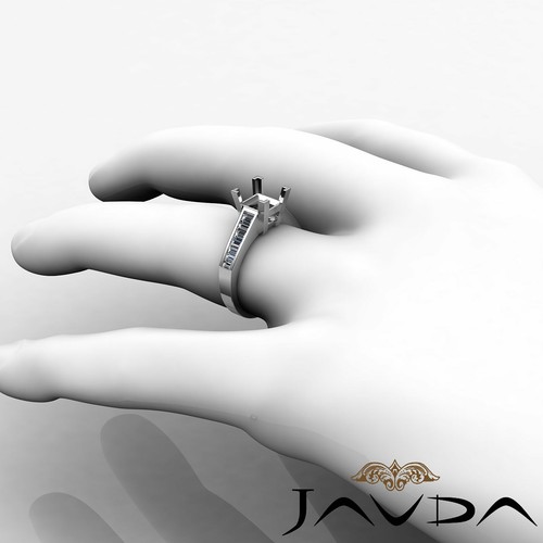 Custom Princess Semi Mount Baguette Channel Set Diamond Engagement Ring 0.85Ctw - Picture 26 of 33