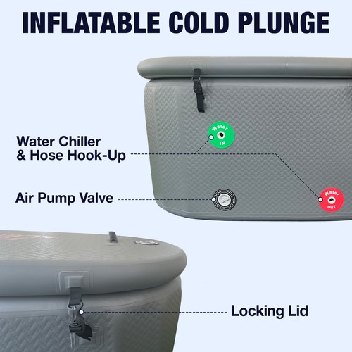 ALEKO Inflatable Cold Ice Plunge Portable Bathtub 59.1L x 31.5W with Cover - 第 4/11 張圖片