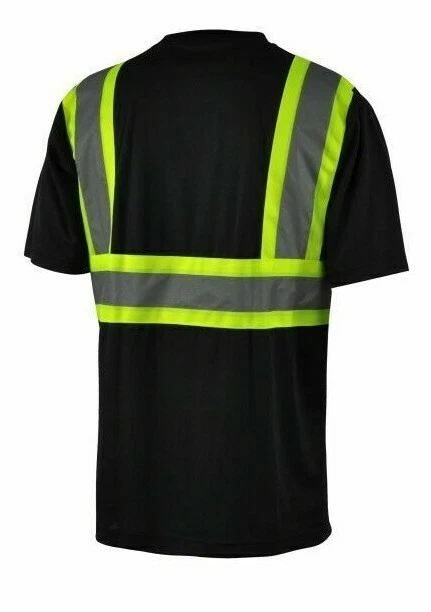 L&M Hi Vis T Shirt Reflective Safety Black Short Long Sleeve HIGH Visibility image 3