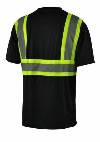 L&M Hi Vis T Shirt Reflective Safety Black Short Long Sleeve HIGH Visibility image 3