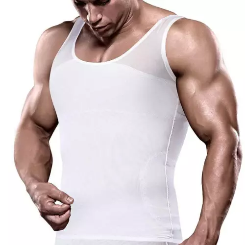 Camisa de compresión torácica ginecomastia para ocultar hombre boobs moobs moldeador hombres adelgazamiento - Imagen 14 de 27