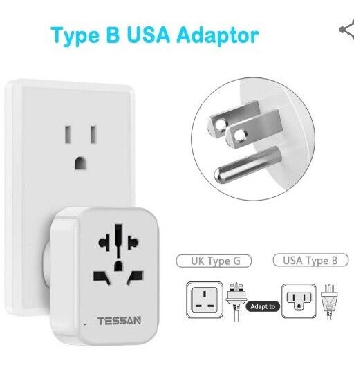 UK to USA Adapter Plug with 3 USB Ports - TESSAN Earthed USA Travel Adapter,...