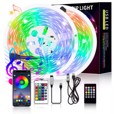 5M RGB LED Streifen Licht mit Fernbedienung & USB | 2835 SMD Farbwechsel | UK Stecker