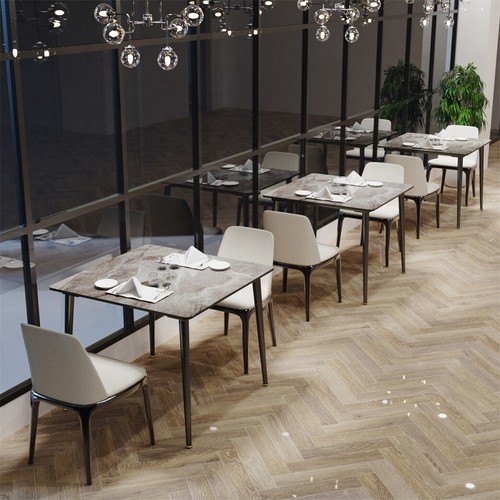 Luxury Modern Grey/ White Marble Dining Table Gloss Finish with Black Metal Legs - Picture 9 of 18