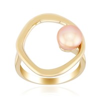 Cavill Ring Sterlingsilber Vergoldet Mit Pfirsich Ming Perle 6,5Mm Damen