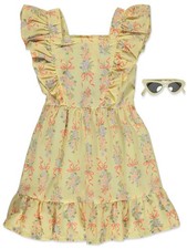 Little Lass Girls' 2-Piece Bows Dress Sunglasses Set Outfit Color: flower Size: