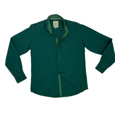 Mens Size Large Teal Long Sleeve Button Up Shirt Modern Heritage Casual Japandi 