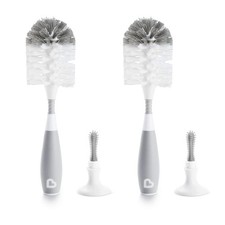Munchkin Bristle Baby Bottle Brush, Includes Suction Base, Gray, 2 Pack,Unisex