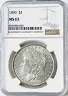 1890 $1 Morgan Silver Dollar NGC MS 63 Brown Label