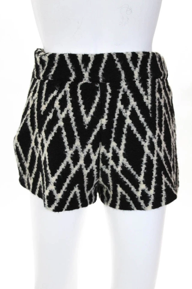 Pantalones cortos informales Blu Moon para mujer negros blancos Argyle difusos talla 1 Foto 3 de 4