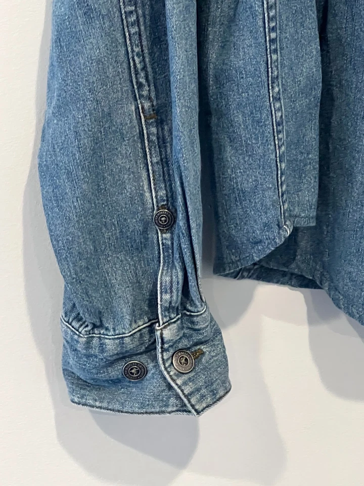 Camisa vaquera Harley-Davidson vintage para hombre talla S bordada espalda águila motociclista Foto 4 de 4