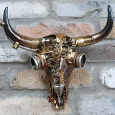 Steampunk Buffalo Head Wall Ornament Rustic Industrial Decor Mechanical Resin