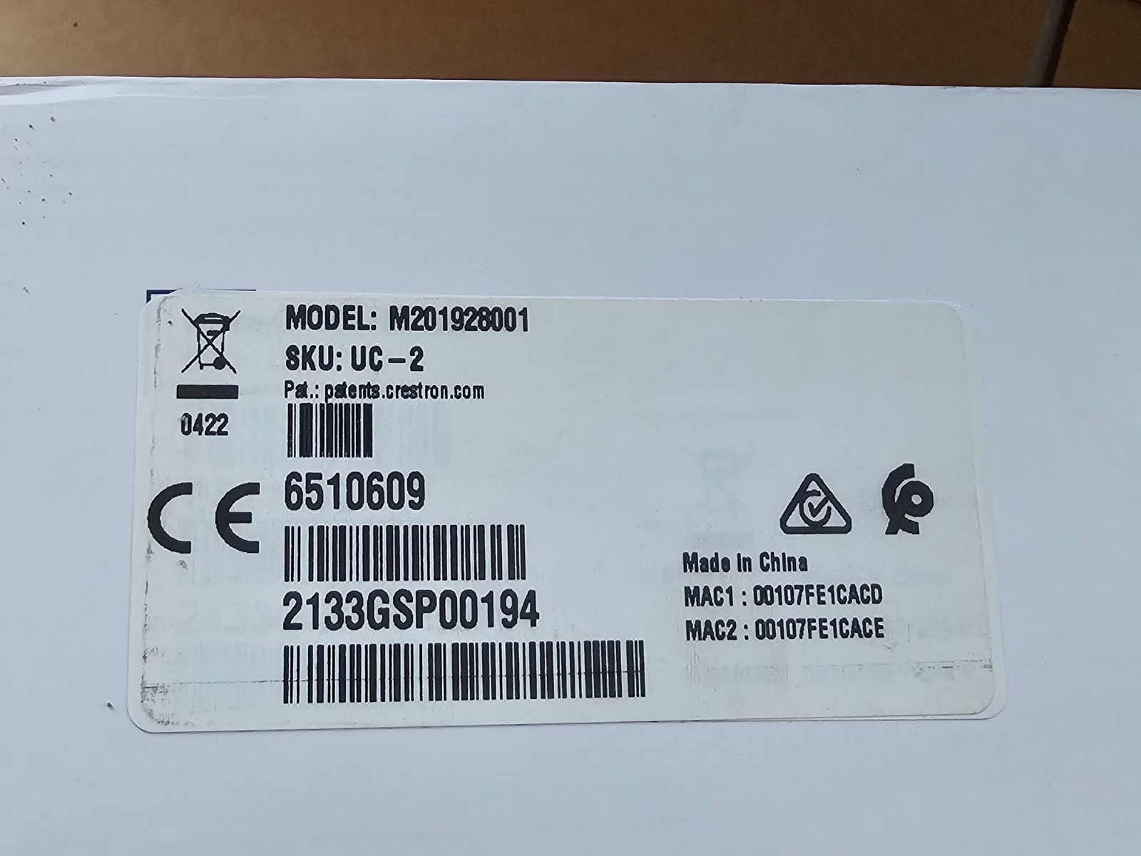 GSS Crestron UC-2 6510906 Mini Tabletop Audio Video Conferencing Device Screen