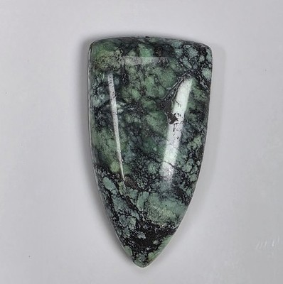 Variscite cabochon, green with black matrix, 27.58 carats, #A31
