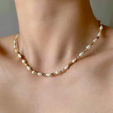 Freshwater Pearl & Multicolour Zirconia Necklace | Handmade Jewellery J&K London