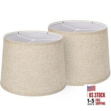 Lampshades Set of 2, Drum Lampshades 11.6" Top x 12.6" Bottom x 9.8" High,