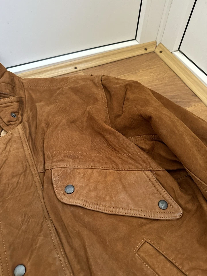 CP COMPANY Vintage Mens Brown Flight Leather Jacket Heavy Coat Sz XL - Image 3 of 4