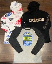 Boys Adidas Activewear Sport Basketball Athletic Long Sleeve Hoodie Shirt Lot XL