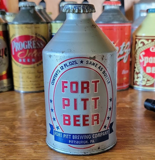 Fort Pitt Beer Cone Top Crowntainer w/cap Fort Pitt Brewing Co Pittsburgh PA