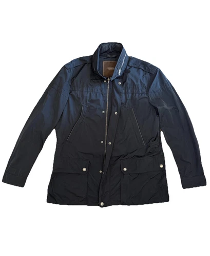 COACH Field Jacket Utility Coat Cappuccio Snap Cerato Poliestere Twill Parka Taglia XL