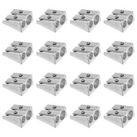 12Stk Doppelloch-Bleistiftspitzer, Manueller Aluminium-Bleistiftspitzer, Silber