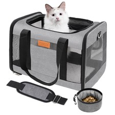Soft-Sided Cat Dog Carrier for Pets Up to 15 Lbs, Airline Approved Collapsi...