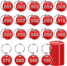 100 Pcs 1-100 Numbered Key Tags, Round ID Number Labels with Rings, Aluminum Met