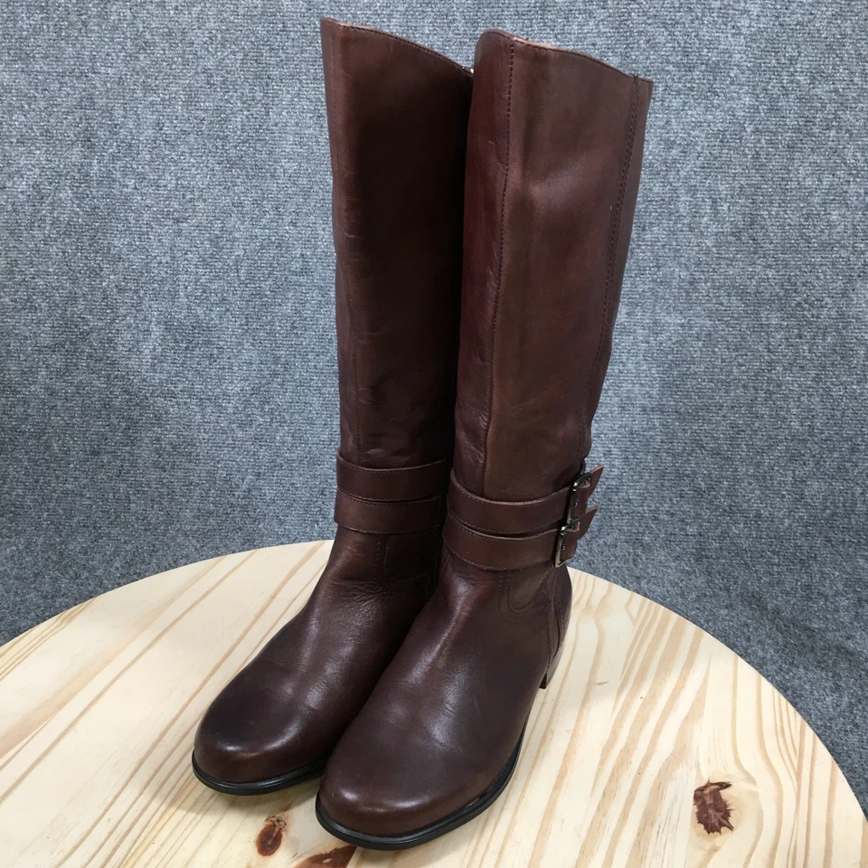 Botas de montar Hush Puppies para mujer 7,5 W hasta la rodilla cremallera lateral cuero marrón Foto 3 de 4